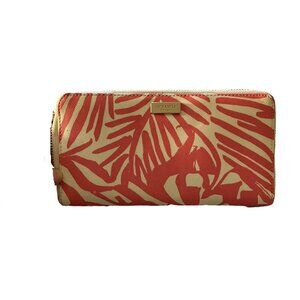 EUC Kate Spade Grant St. Neda Grainy Vinyl Pink Palms Continental Wallet